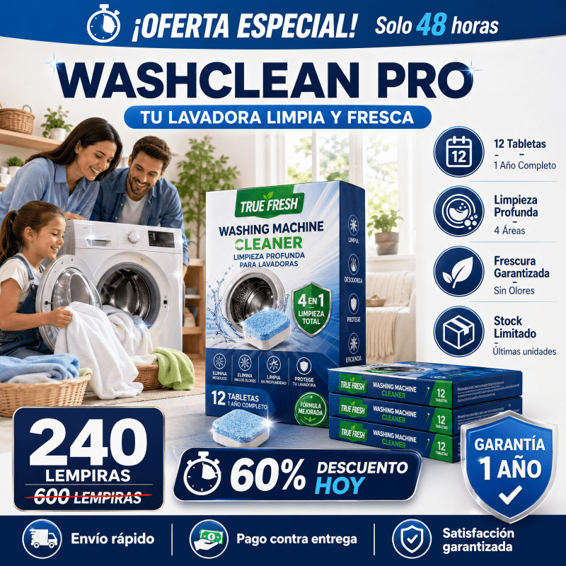 WashClean Pro – Pastillas Limpiadoras para Lavadora (12 Tabletas) Amazon con Garantía incluida - Inversiones Alkosto